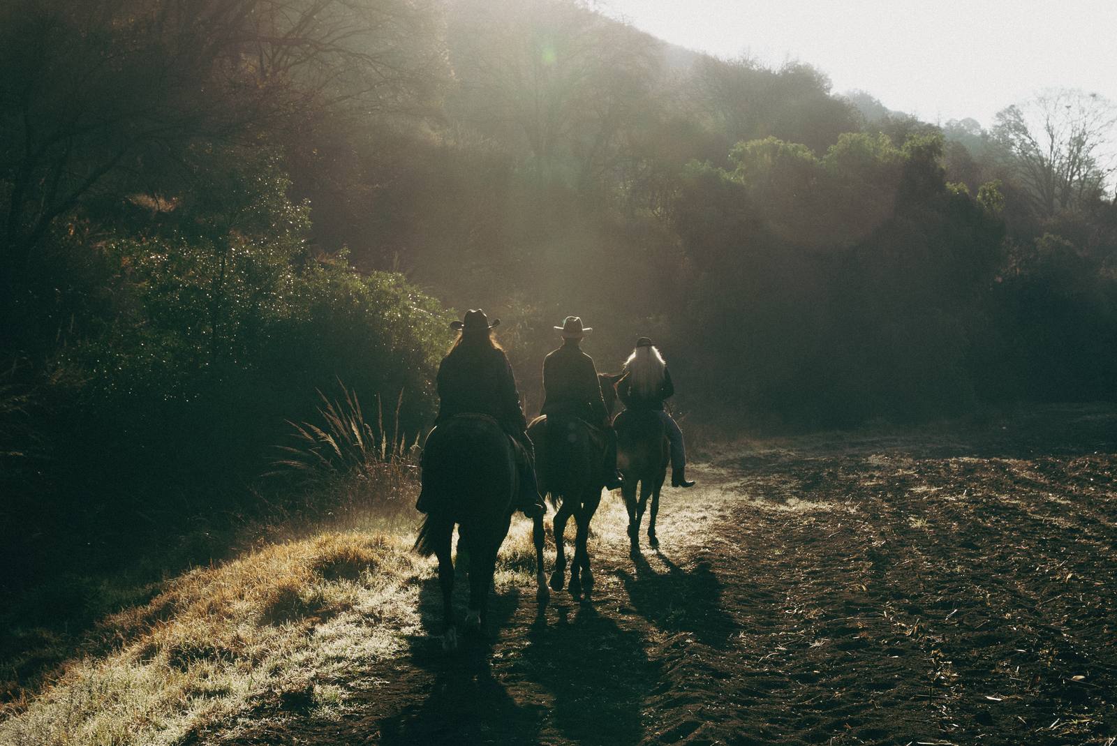 Cabalgata al amanecer con los volcanes de fondo, parte de la estancia de dos noches